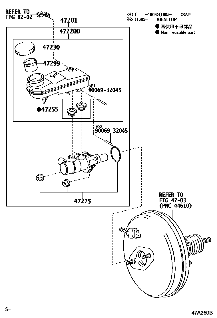 Toyota COROLLA 制动总泵 EPC diagram — 47A360B