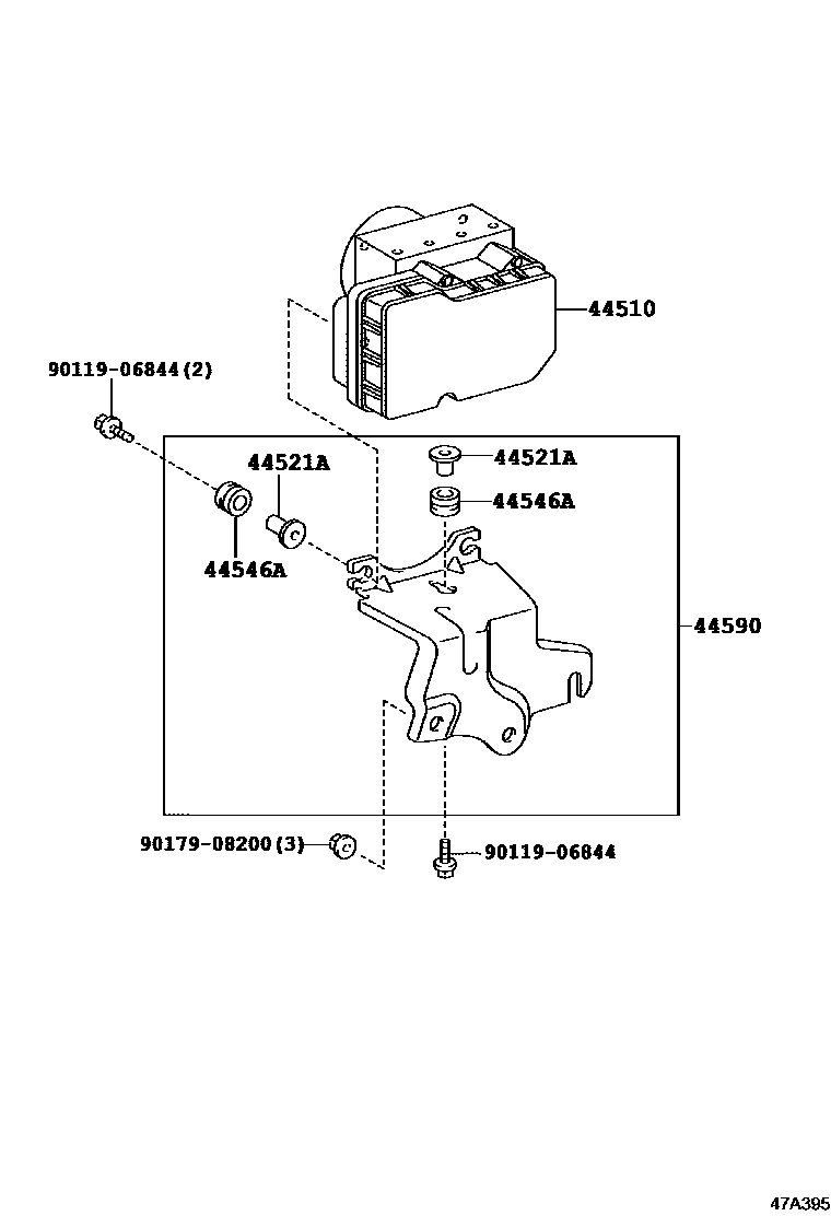 Toyota COROLLA 制动配管和卡箍 EPC diagram — 47A395