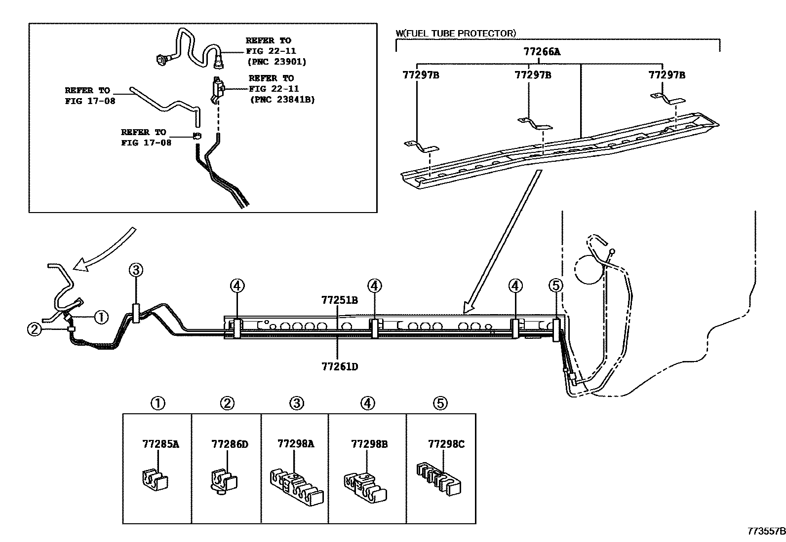 Toyota COROLLA 燃油箱和燃油管 EPC diagram — 773557B