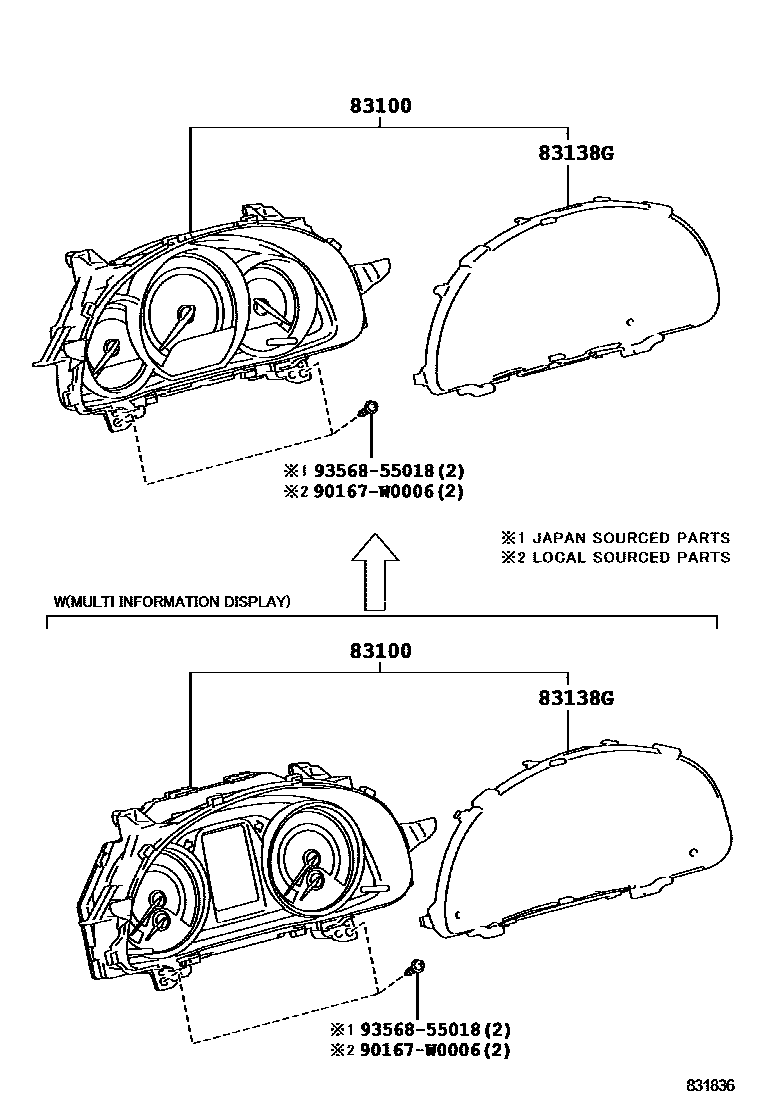 Toyota COROLLA 仪表 EPC diagram — 831836
