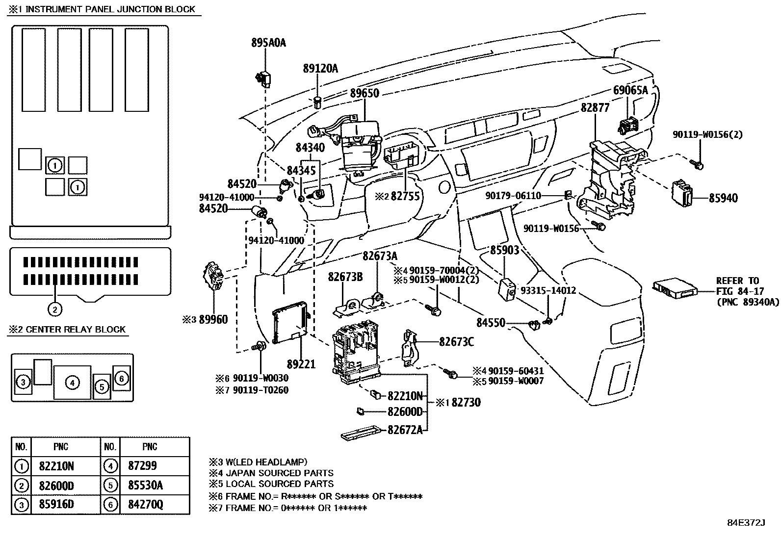 Toyota COROLLA 开关和继电器和ECU EPC diagram — 84E372J