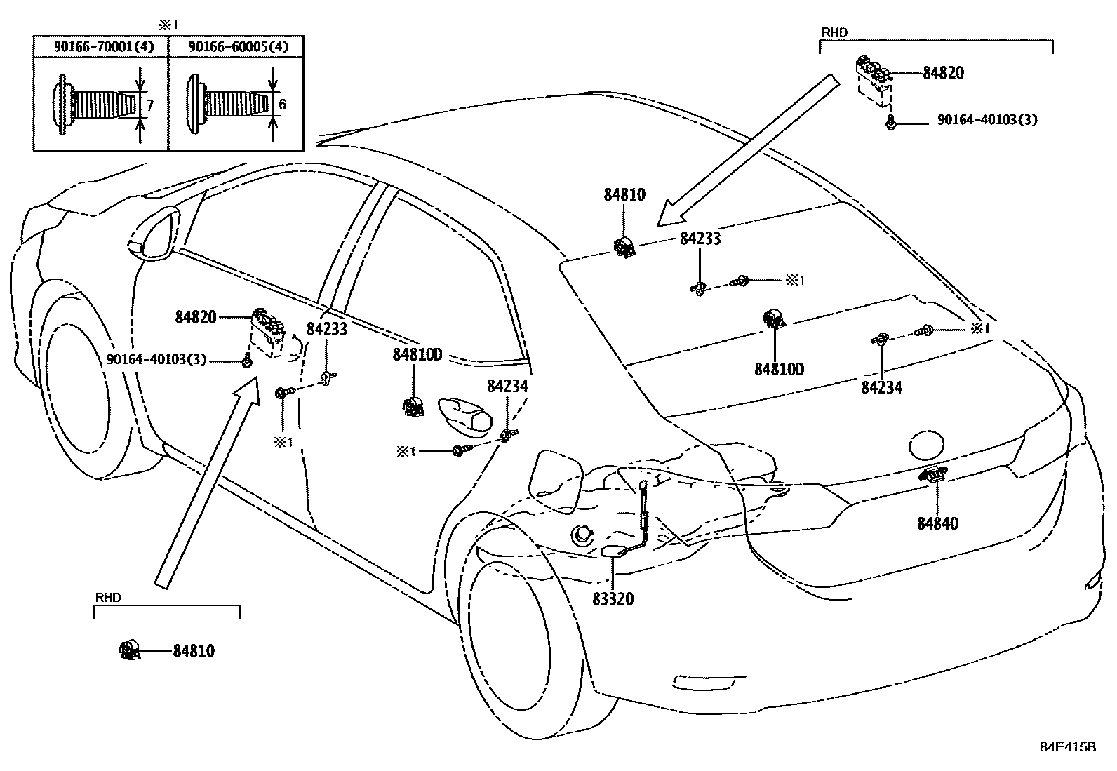 Toyota COROLLA 开关和继电器和ECU EPC diagram — 84E415B