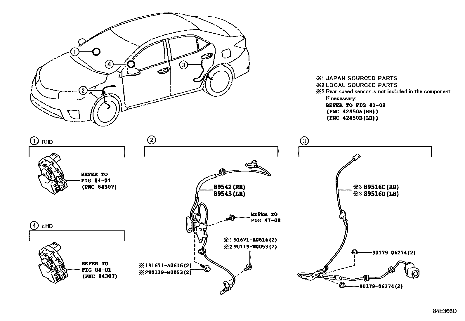 Toyota COROLLA ABS 和 VSC EPC diagram — 84E366D