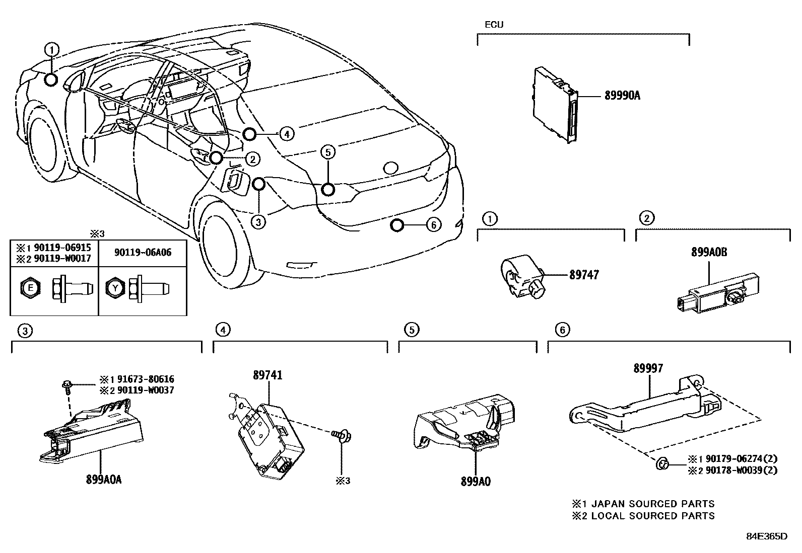 Toyota COROLLA 遥控门锁 EPC diagram — 84E365D