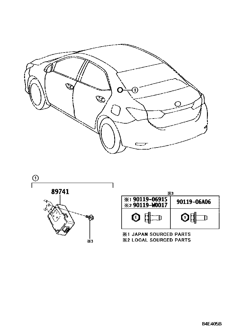 Toyota COROLLA 遥控门锁 EPC diagram — 84E405B