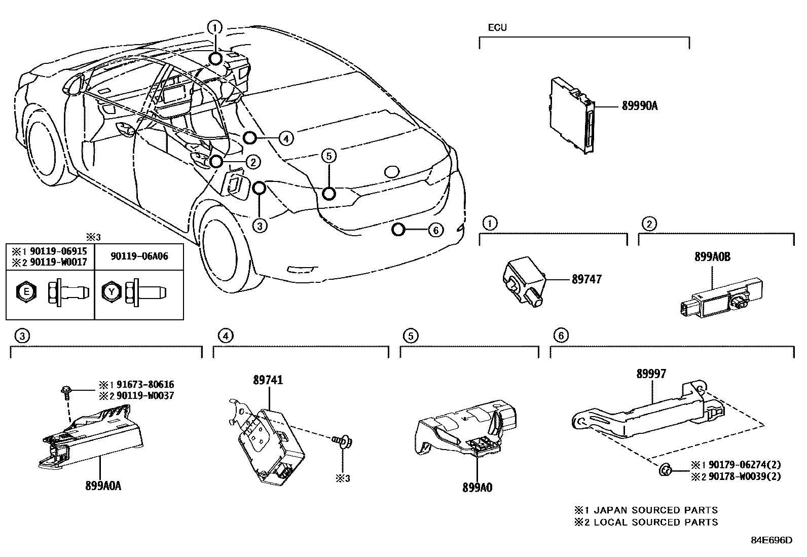 Toyota COROLLA 遥控门锁 EPC diagram — 84E696D