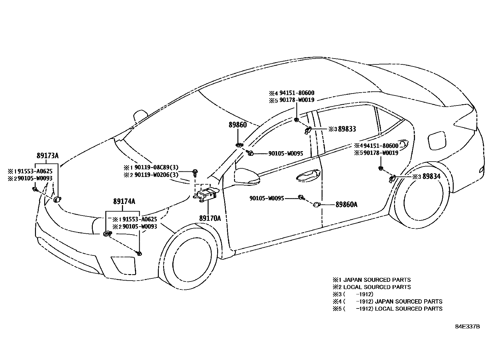 Toyota COROLLA 空气囊 EPC diagram — 84E337B
