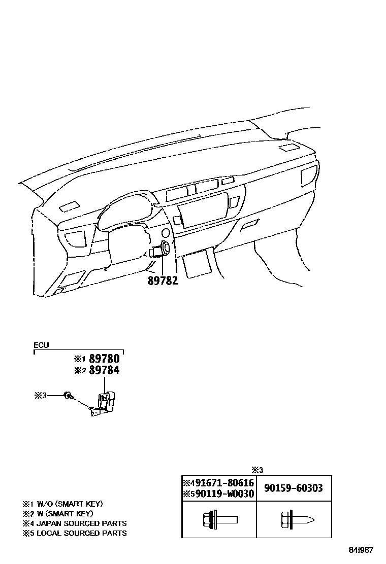 Toyota COROLLA 防盗装置 EPC diagram — 84I987
