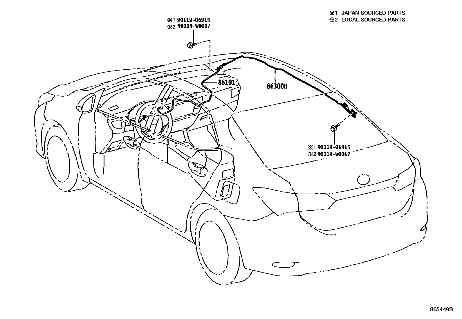 Toyota COROLLA antenna EPC diagram — 865449B