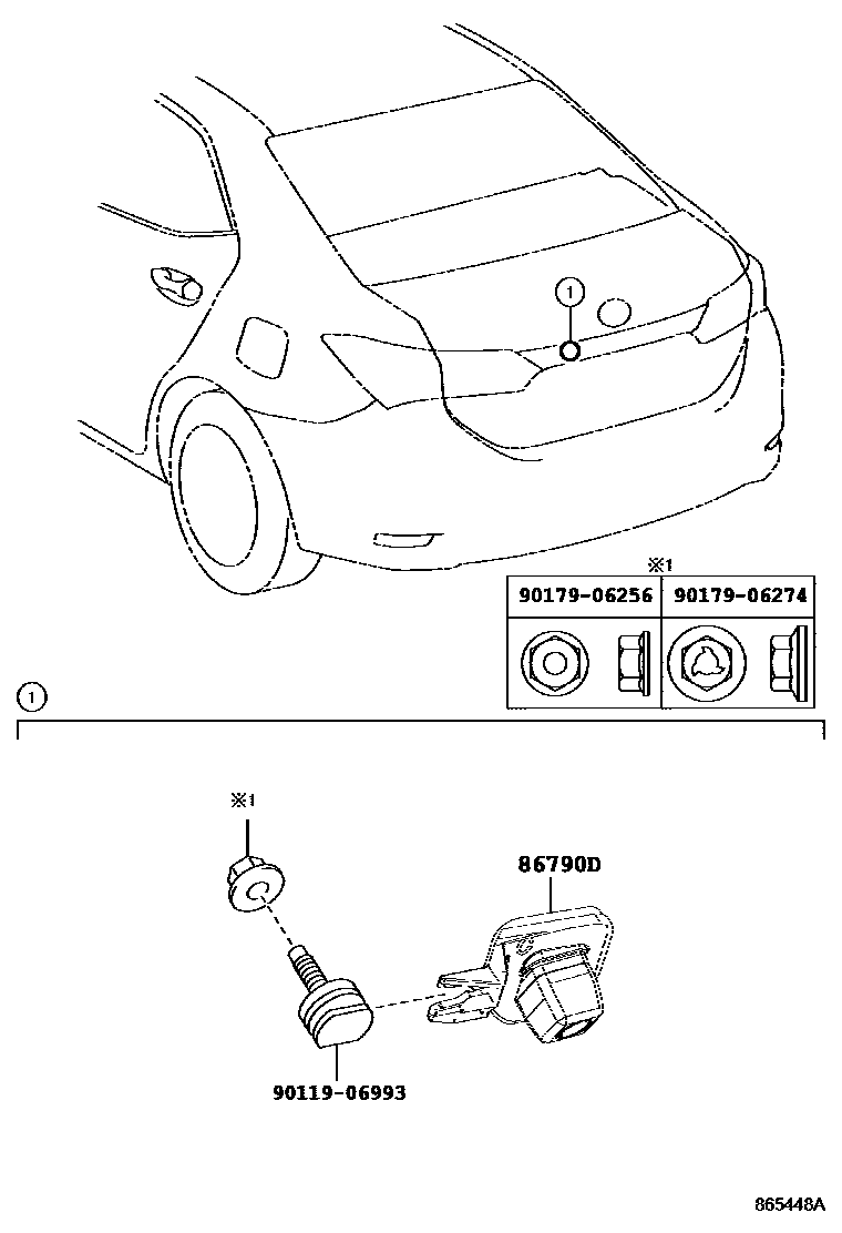 Toyota COROLLA 倒车影像和摄像头 EPC diagram — 865448A