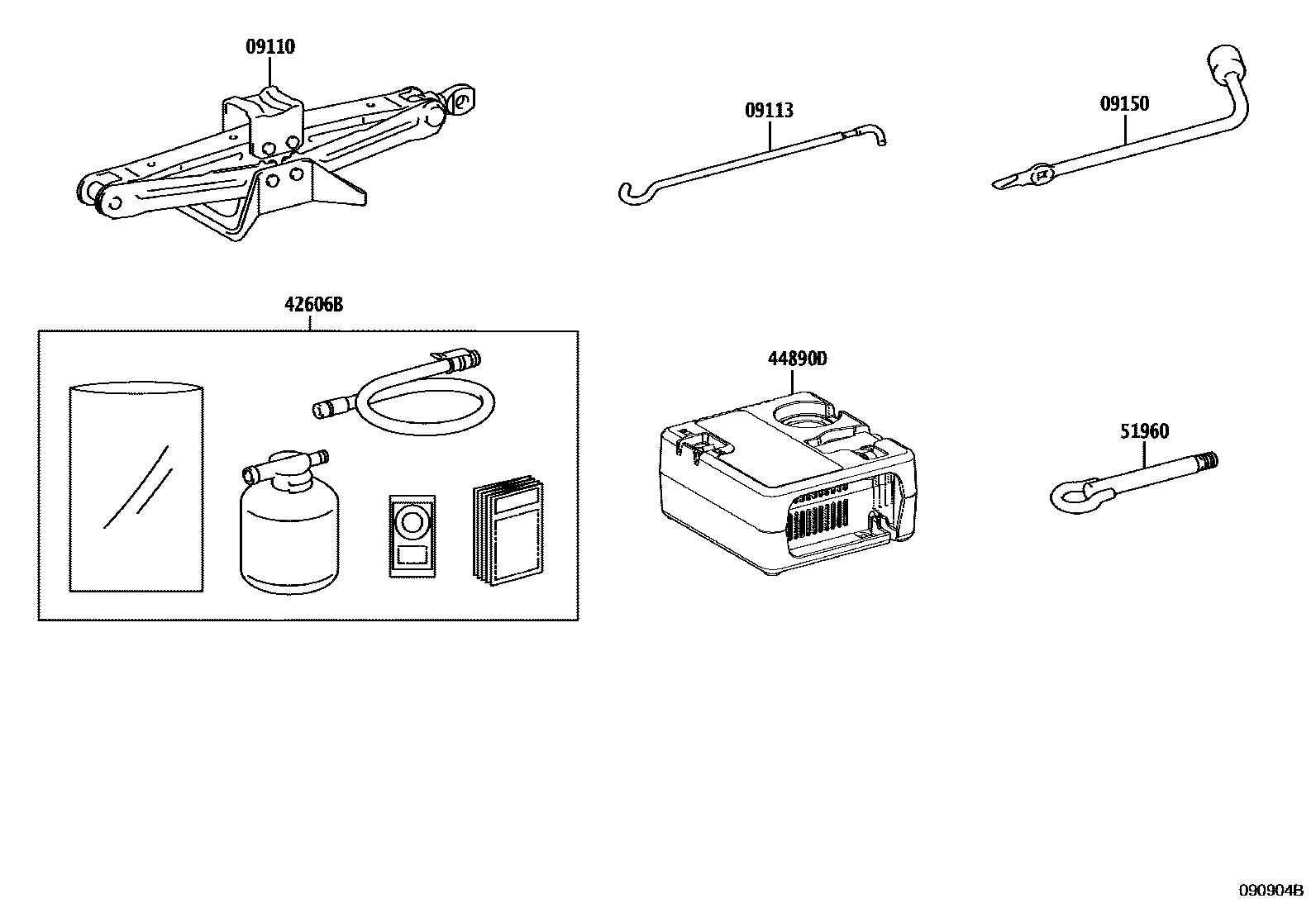Toyota COROLLA Standard Tools EPC diagram — 090904B