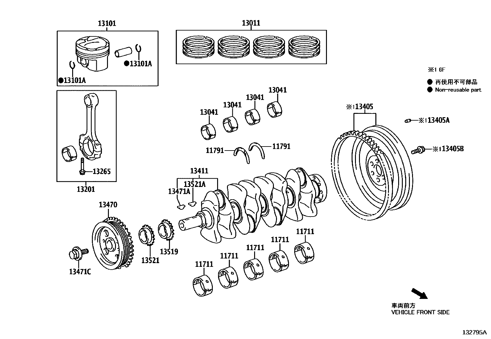 Toyota COROLLA Crankshaft & Piston EPC diagram — 132795A