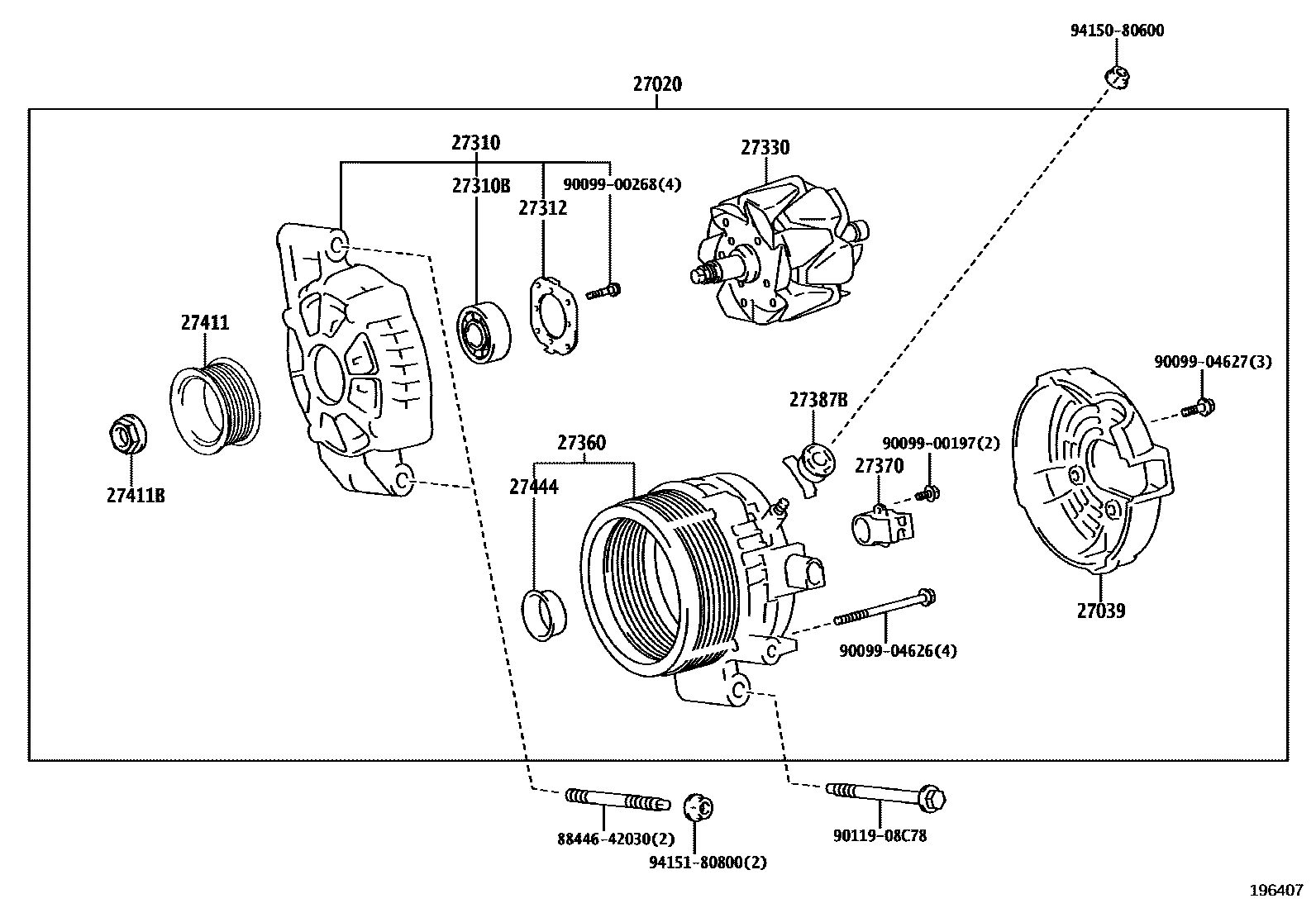 Toyota COROLLA Alternator EPC diagram — 196407