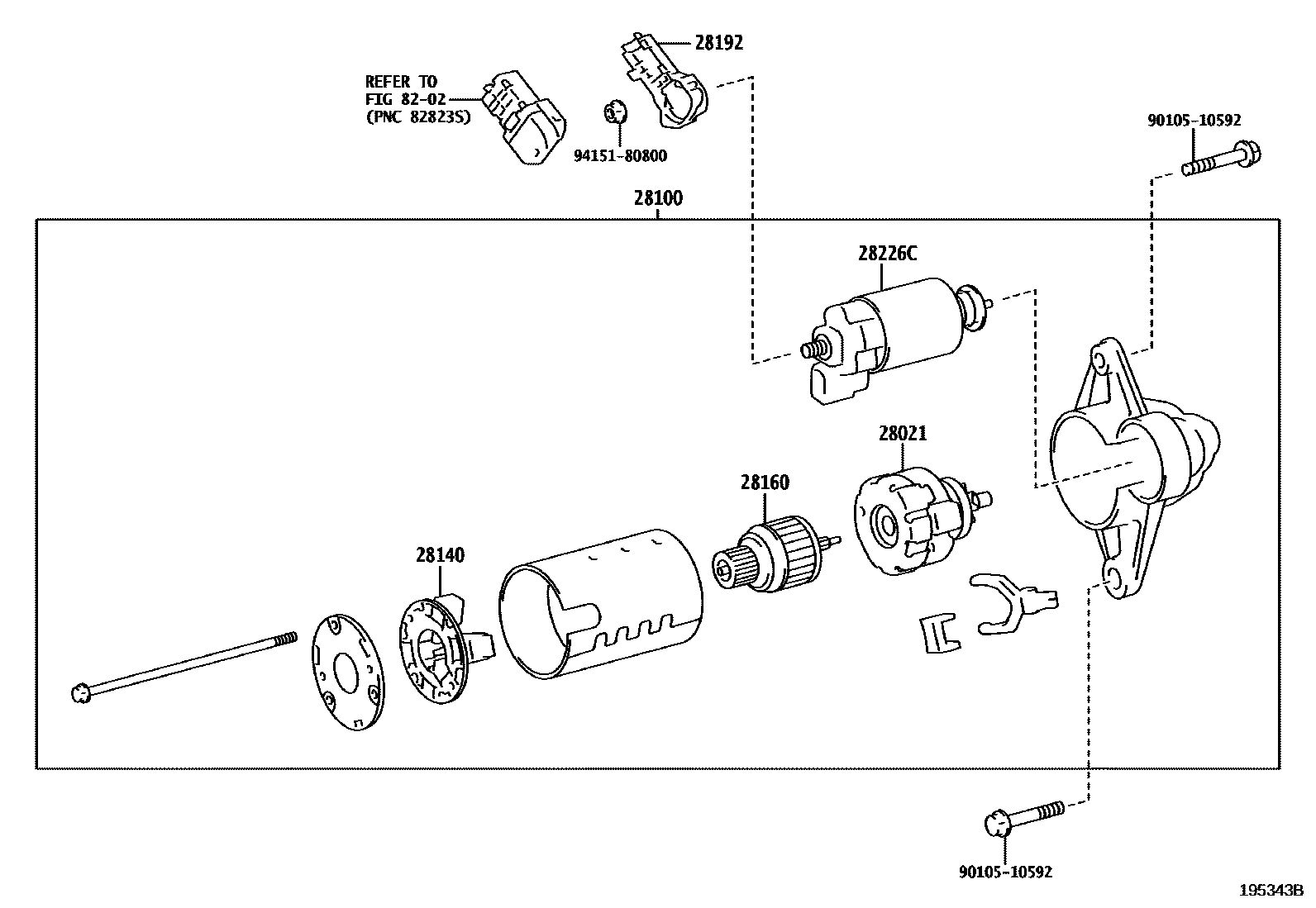 Toyota COROLLA 起动机 EPC diagram — 195343B