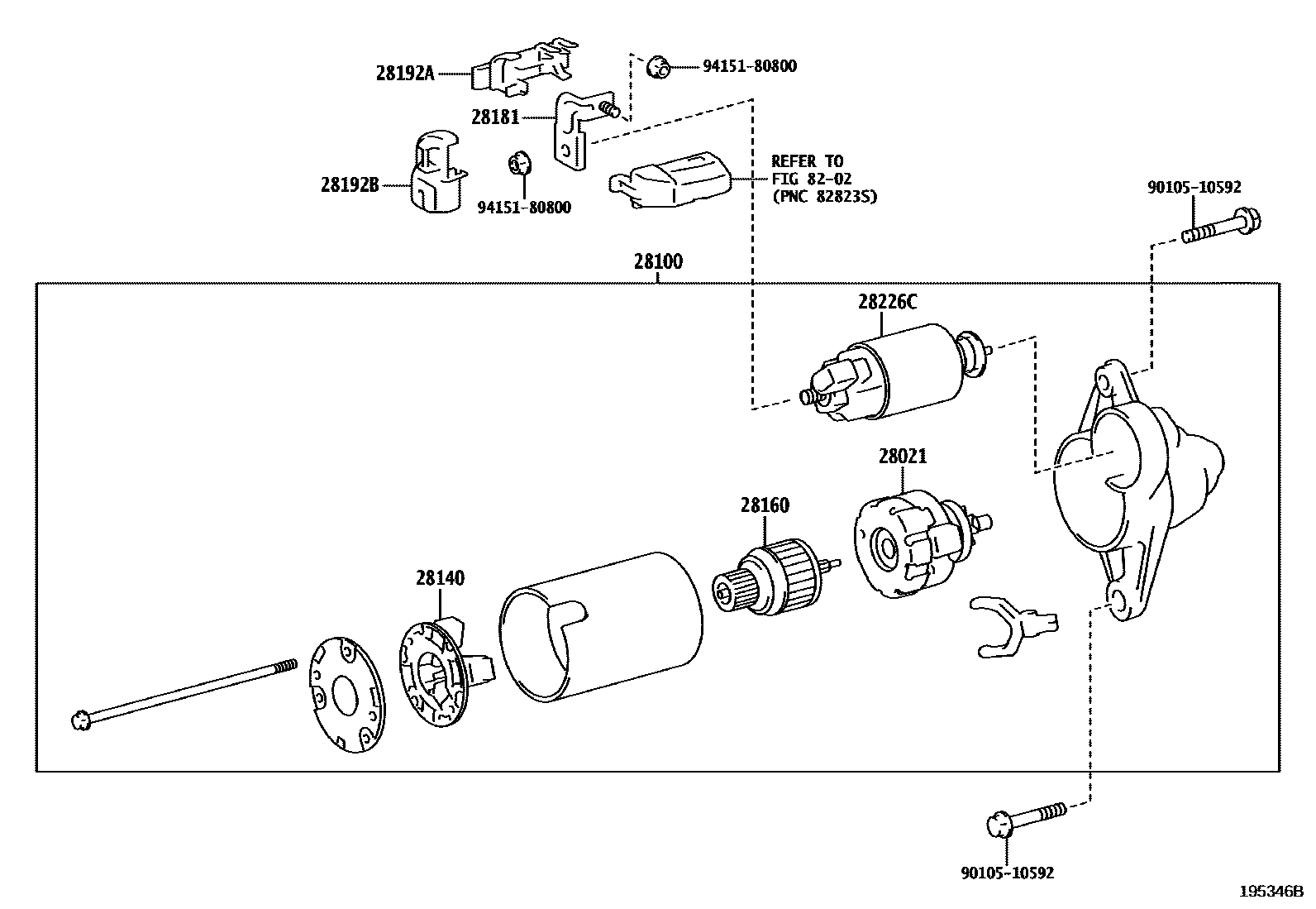 Toyota COROLLA 起动机 EPC diagram — 195346B