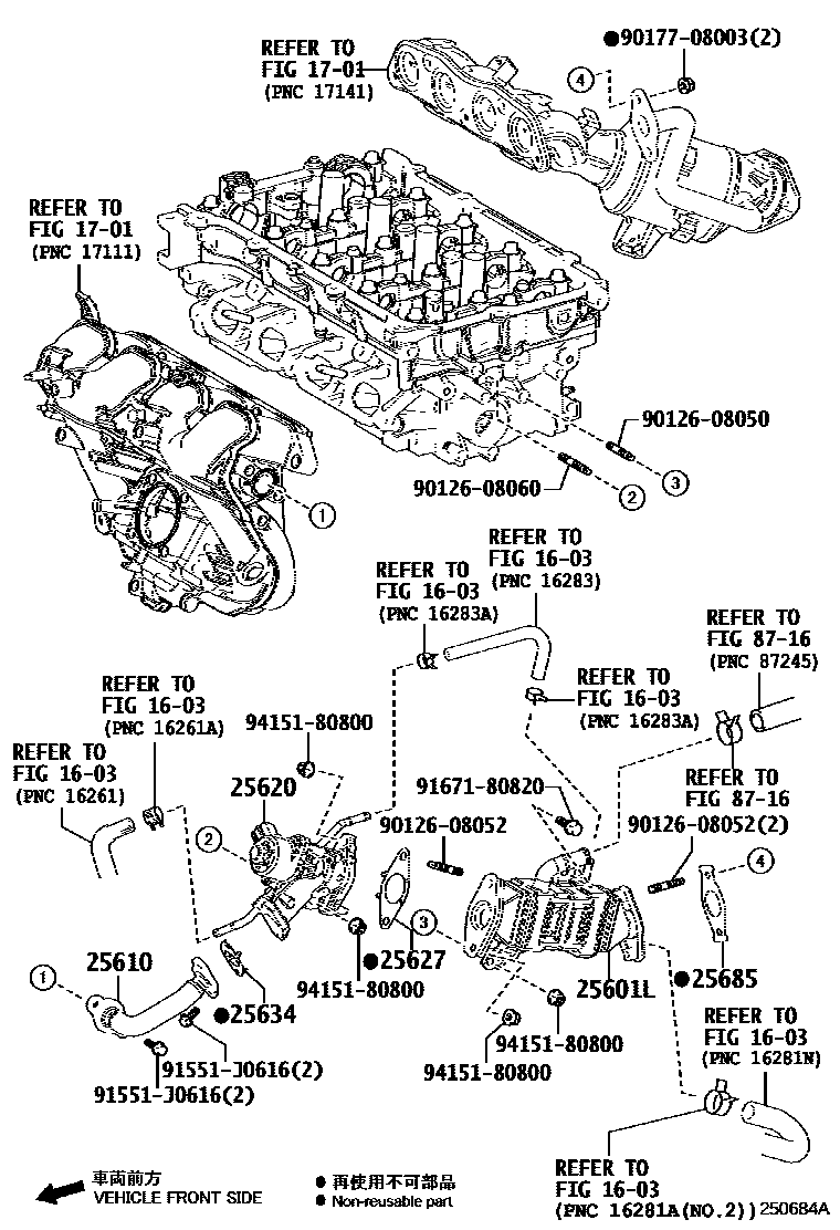 Toyota COROLLA 废气再循环系统 EPC diagram — 250684A