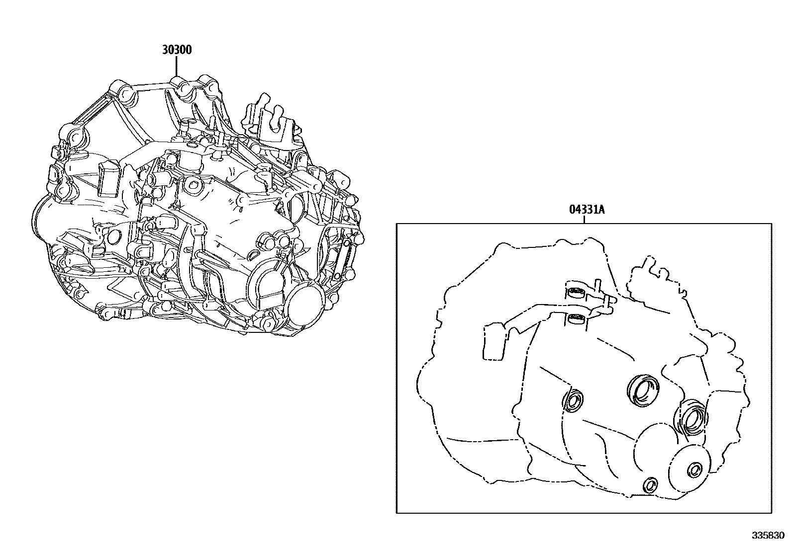 Toyota COROLLA 传动桥或变速器总成和衬垫组件(MTM) EPC diagram — 335830