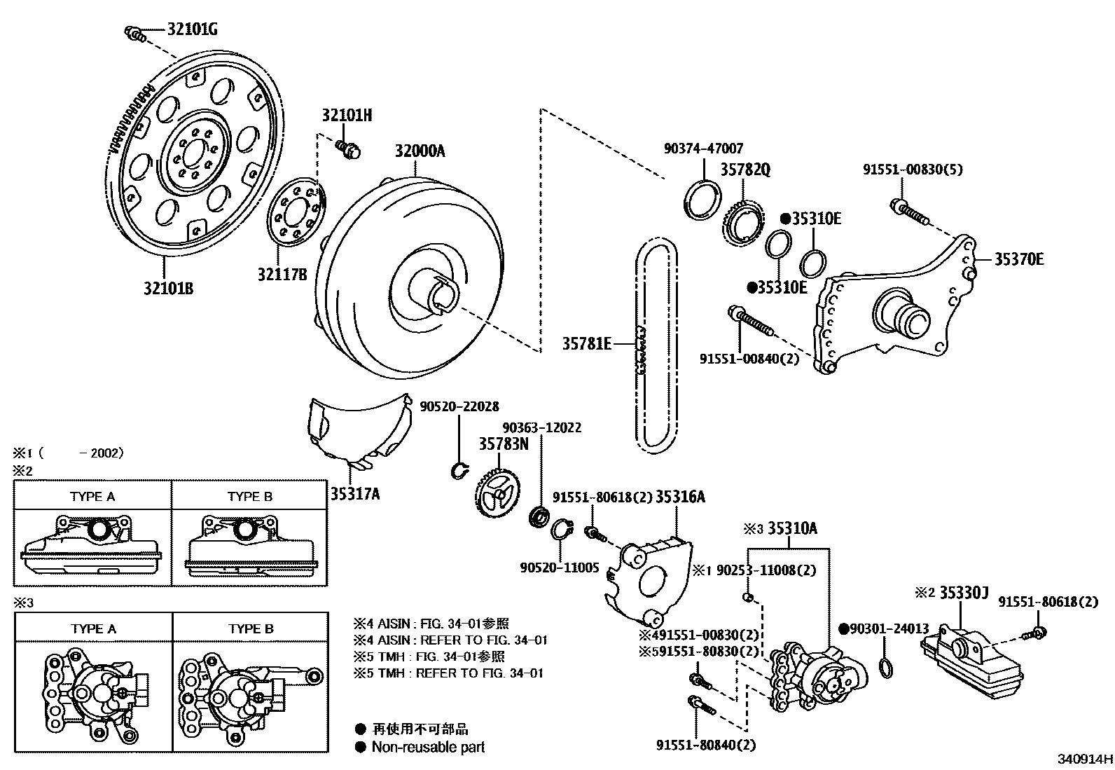 Toyota COROLLA 变矩器、前油泵(CVT) EPC diagram — 340914H