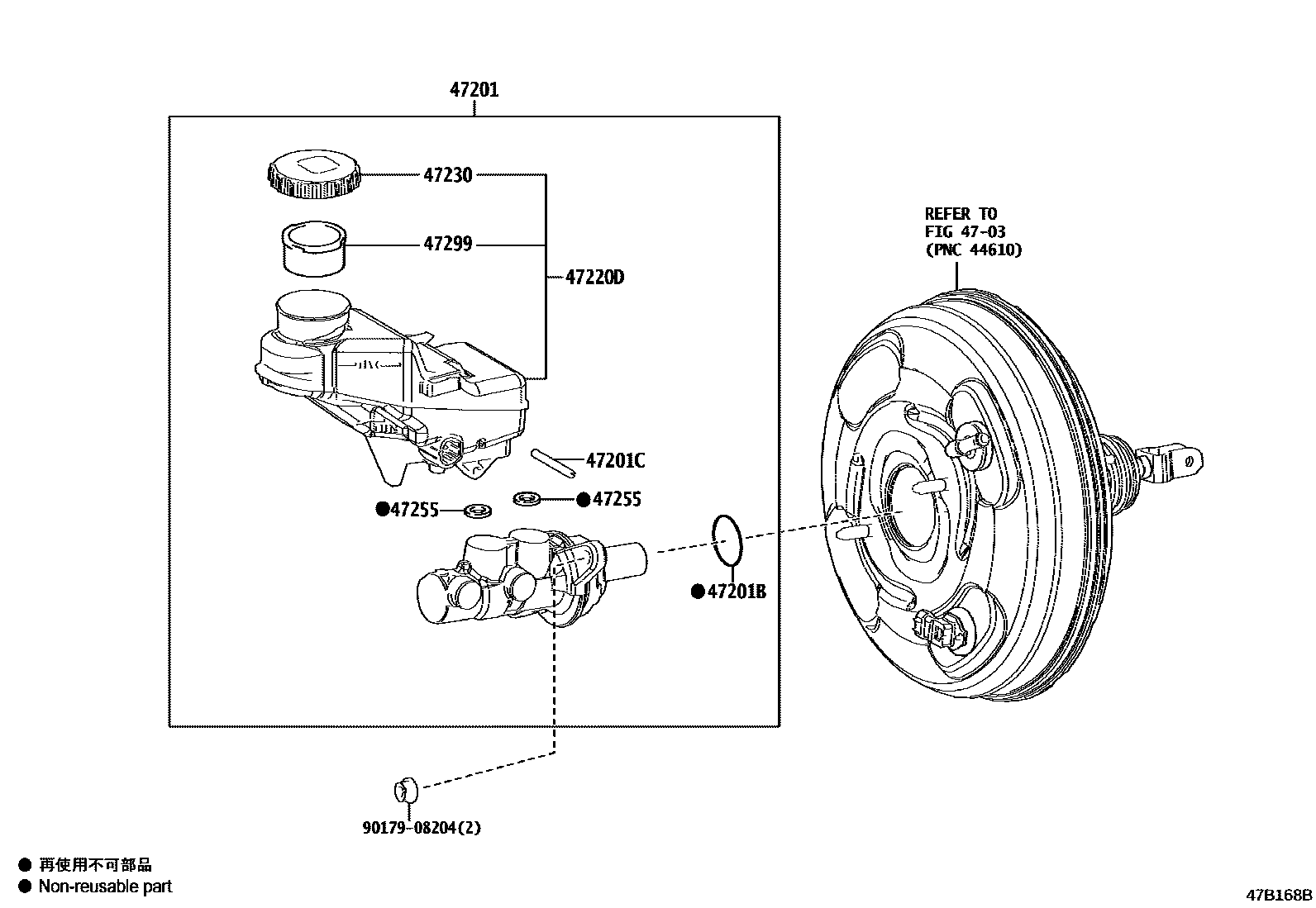 Toyota COROLLA 制动总泵 EPC diagram — 47B168B