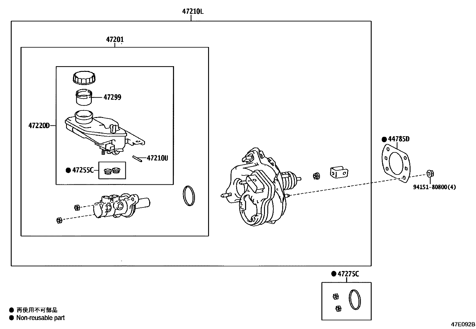 Toyota COROLLA 制动总泵 EPC diagram — 47E092B