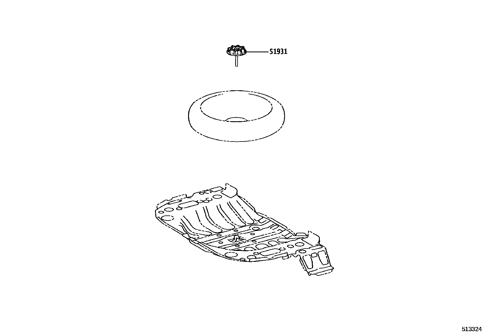 Toyota COROLLA Spare tire rack EPC diagram — 513324
