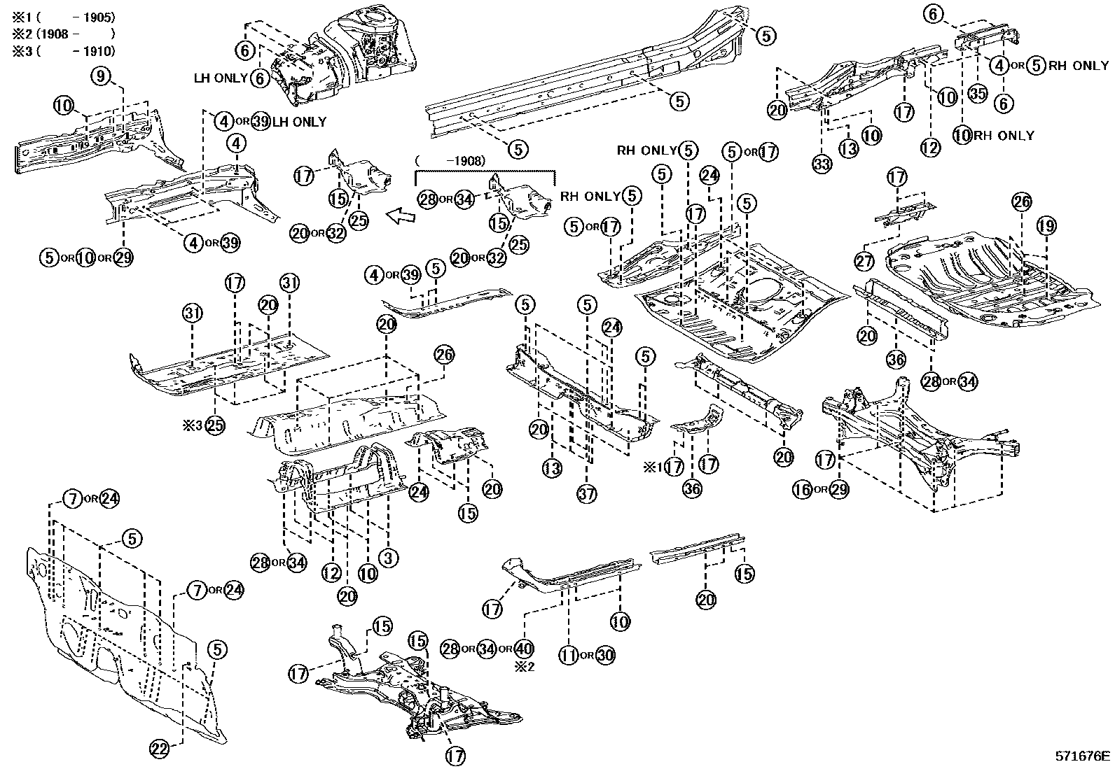 Toyota COROLLA hole plug EPC diagram — 571676E