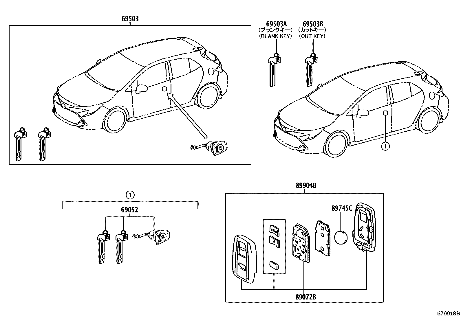 Toyota COROLLA 锁芯组件 EPC diagram — 679918B