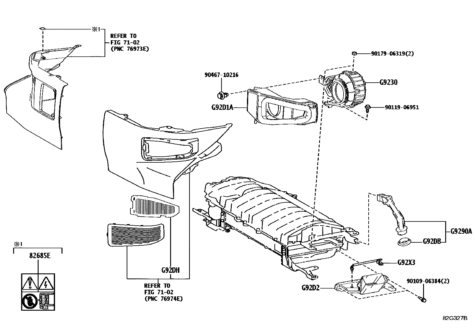 Toyota COROLLA 蓄电池和蓄电池电缆 EPC diagram — 82G327B