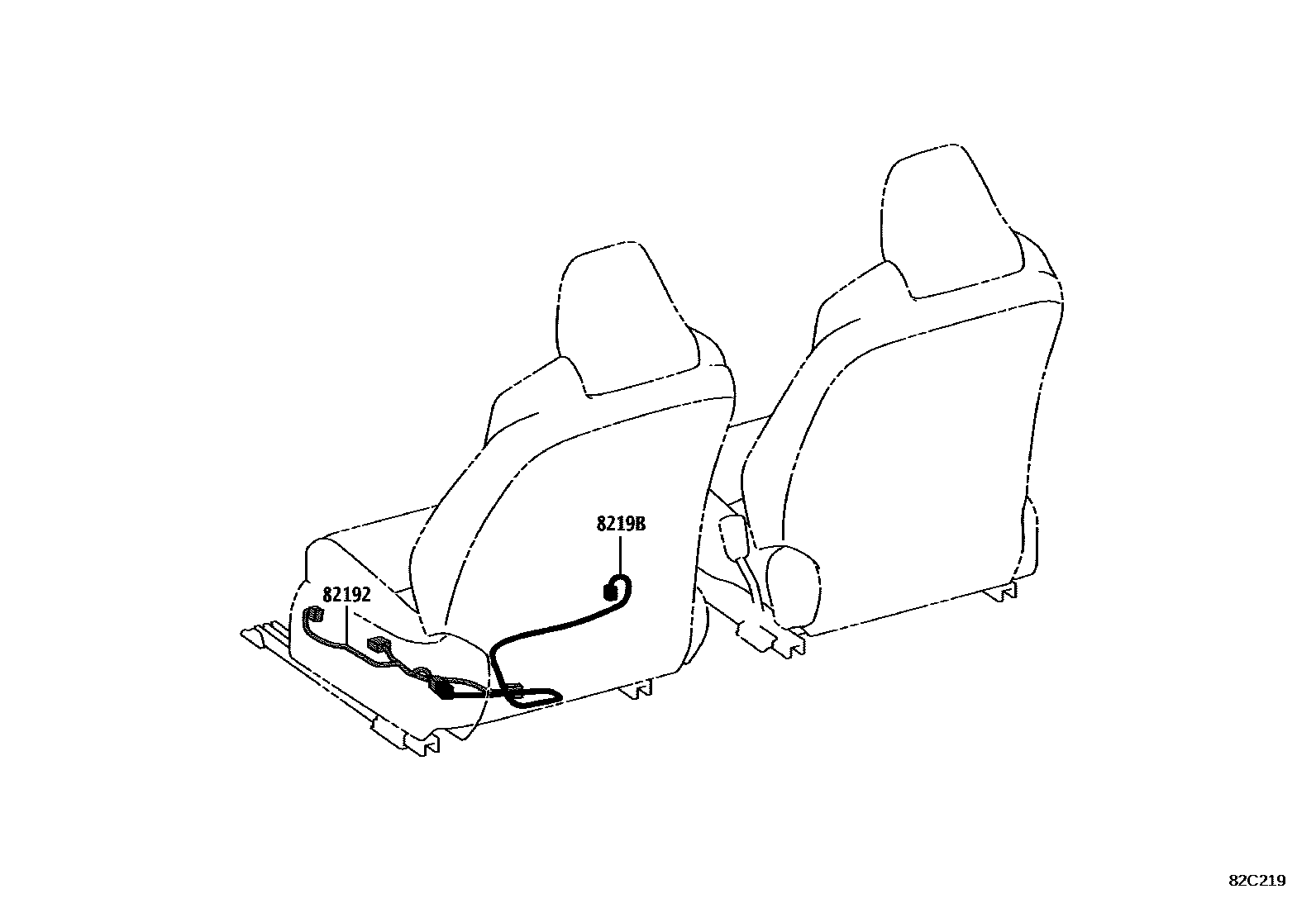 Toyota COROLLA 线束和卡夹 EPC diagram — 82C219