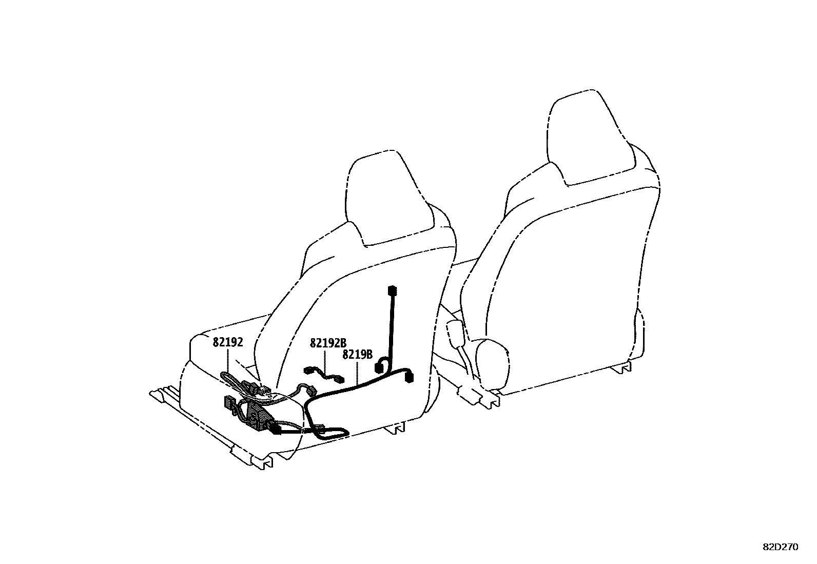 Toyota COROLLA 线束和卡夹 EPC diagram — 82D270