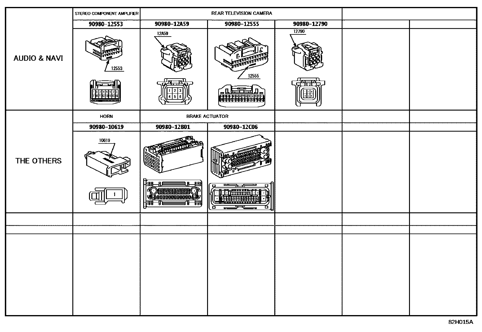 Toyota COROLLA 线束和卡夹 EPC diagram — 82H015A