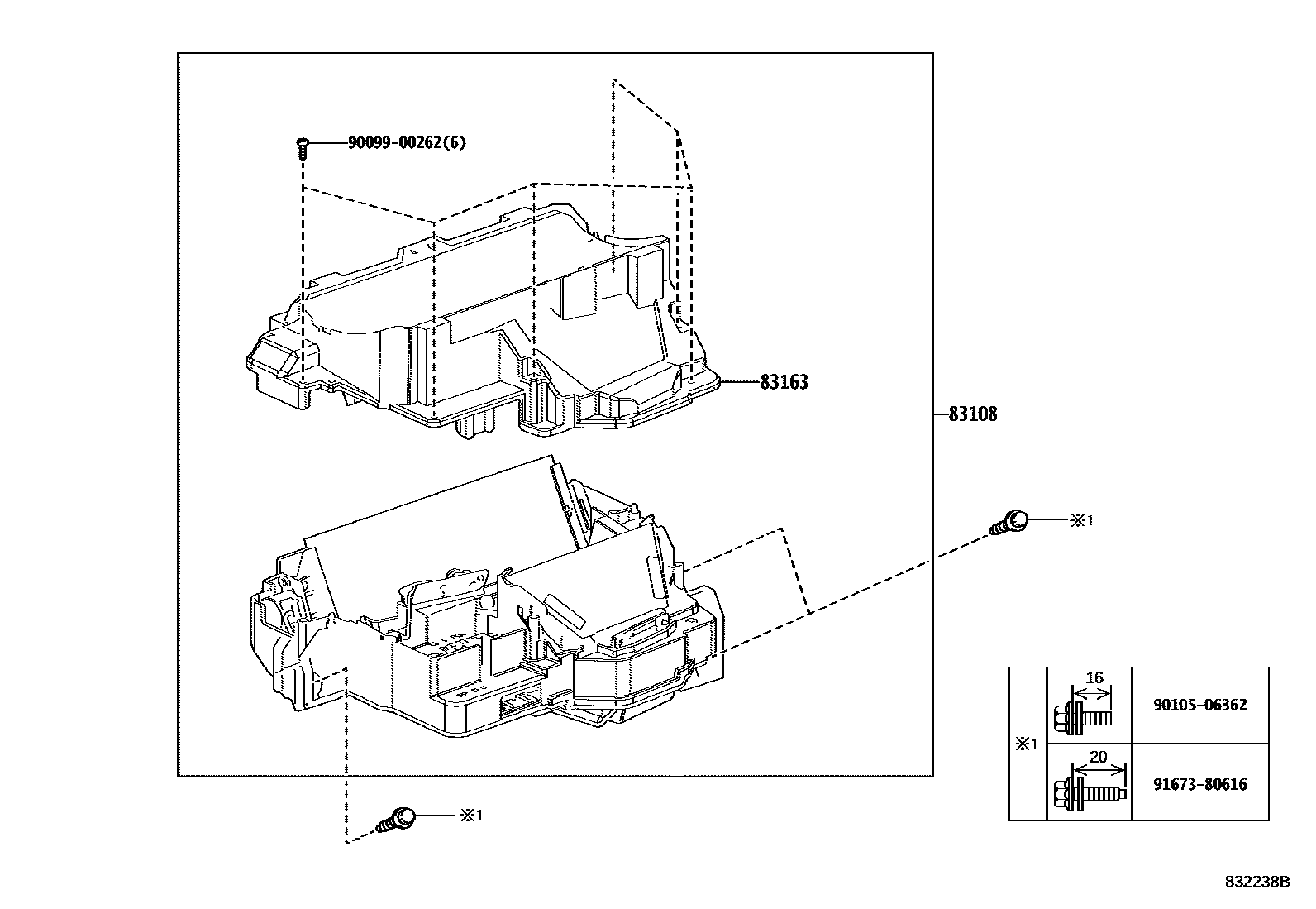 Toyota COROLLA 仪表 EPC diagram — 832238B