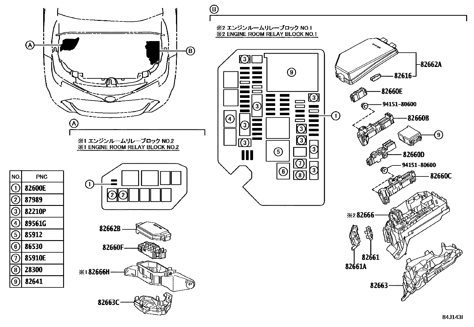 Toyota COROLLA 开关和继电器和ECU EPC diagram — 84J143I