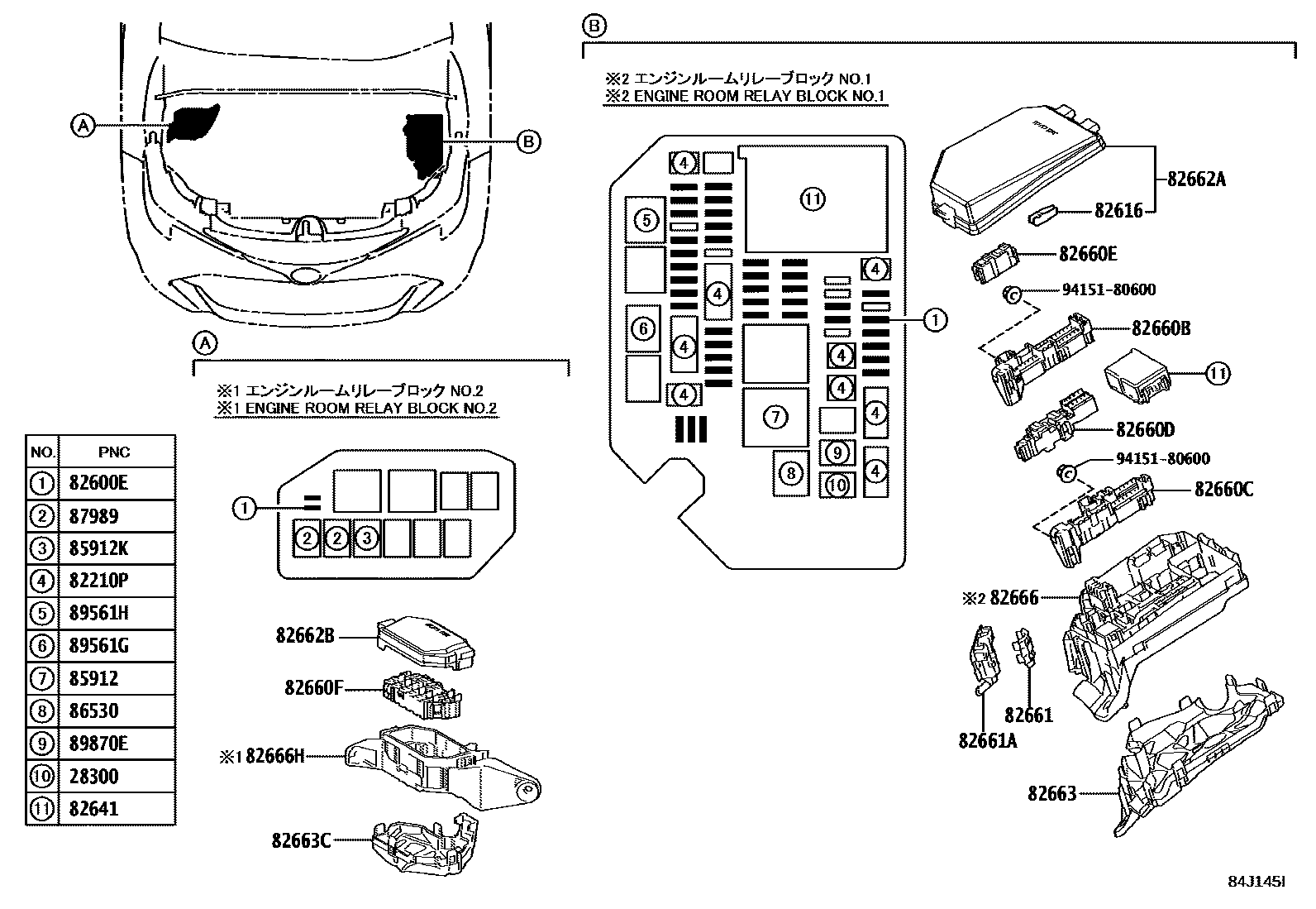 Toyota COROLLA 开关和继电器和ECU EPC diagram — 84J145I