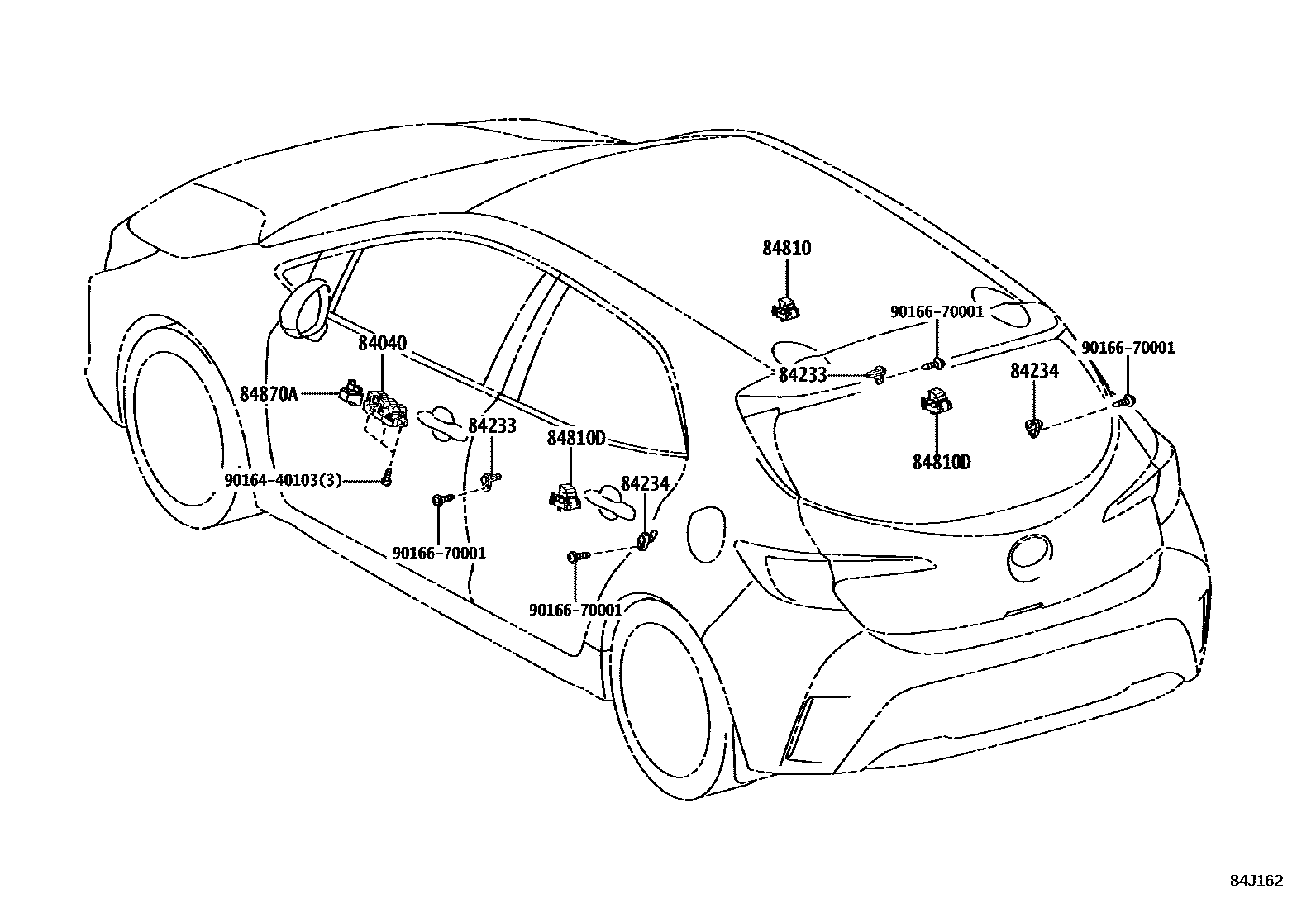 Toyota COROLLA 开关和继电器和ECU EPC diagram — 84J162