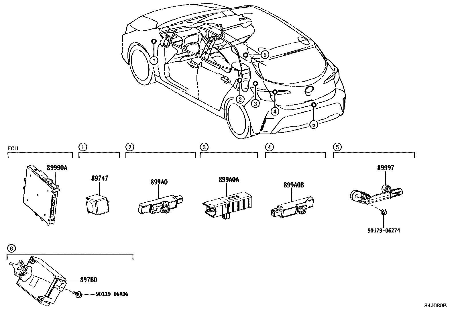 Toyota COROLLA 遥控门锁 EPC diagram — 84J080B