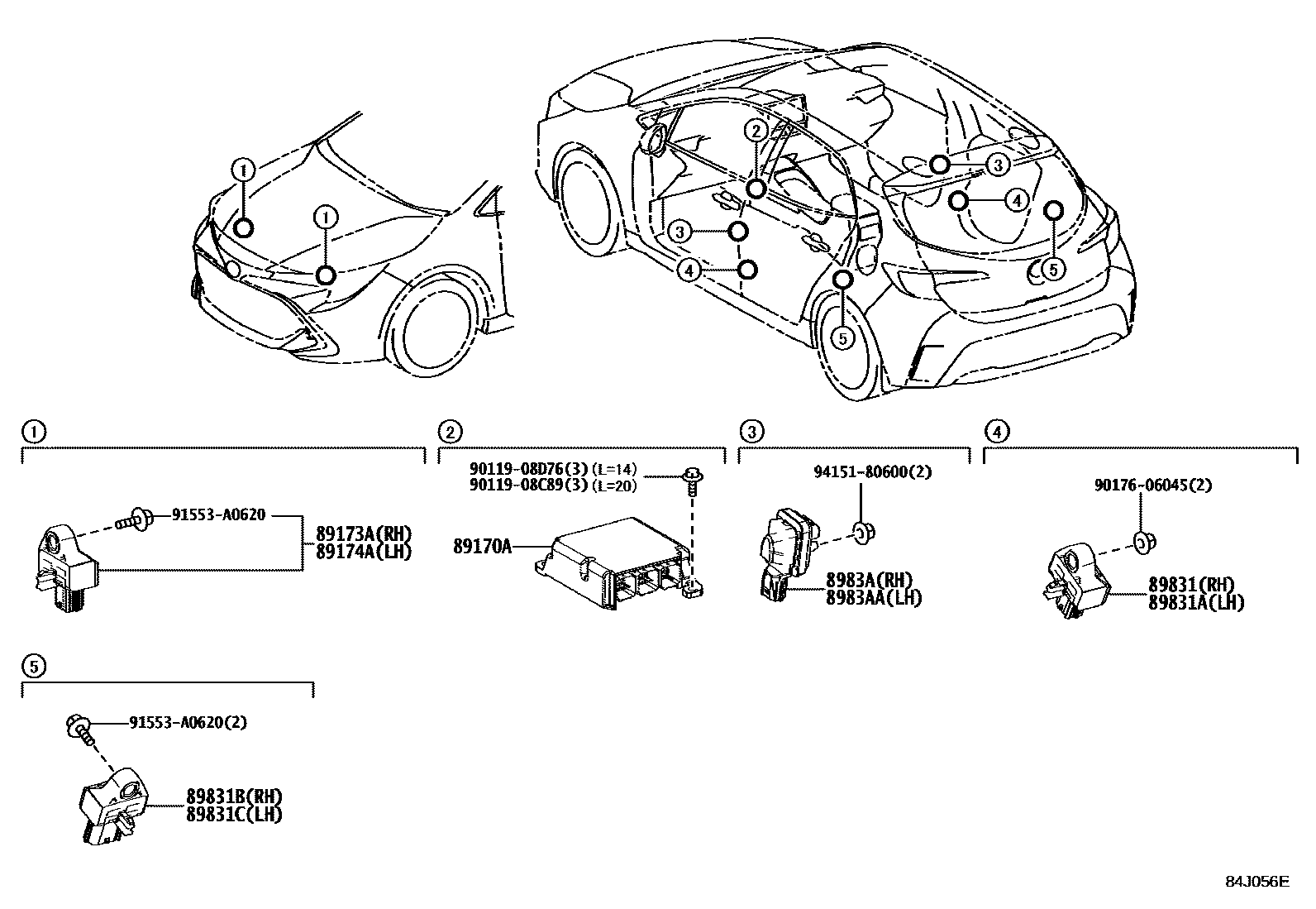 Toyota COROLLA 空气囊 EPC diagram — 84J056E