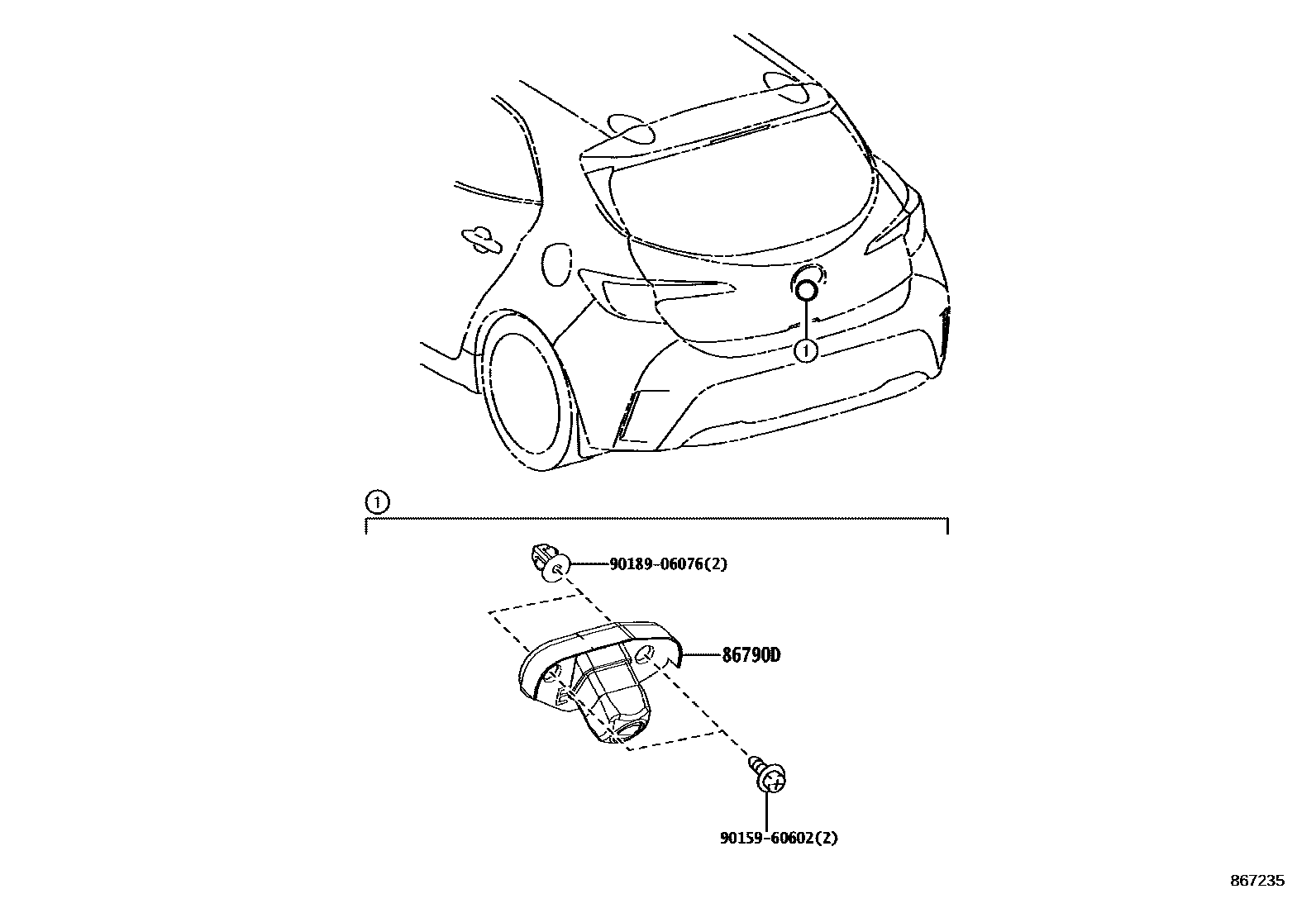 Toyota COROLLA 倒车影像和摄像头 EPC diagram — 867235