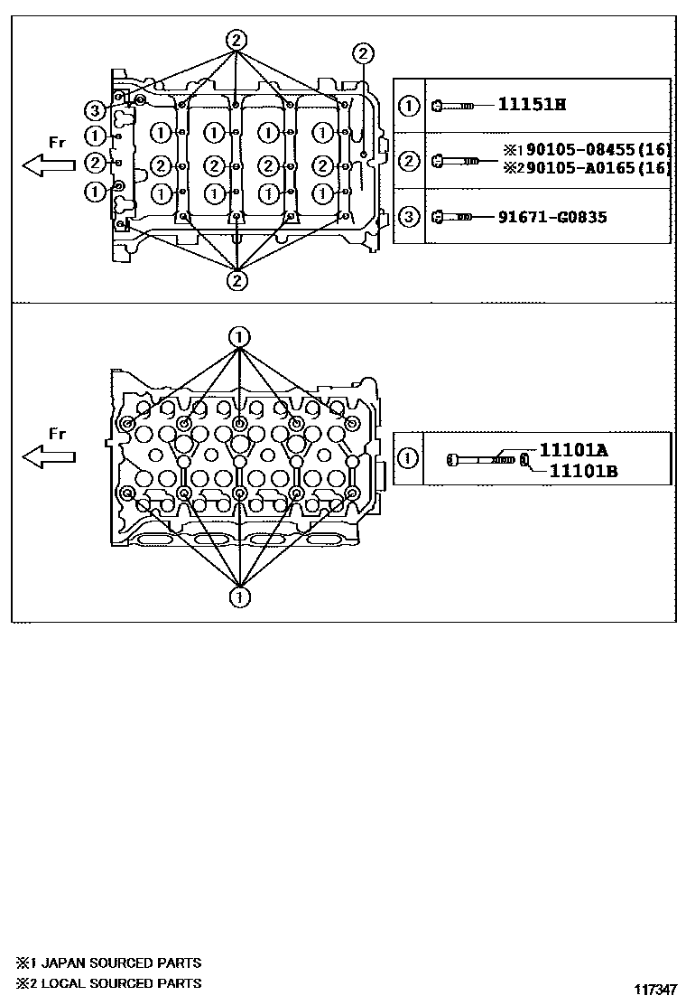 Toyota COROLLA Cylinder Head EPC diagram — 117347