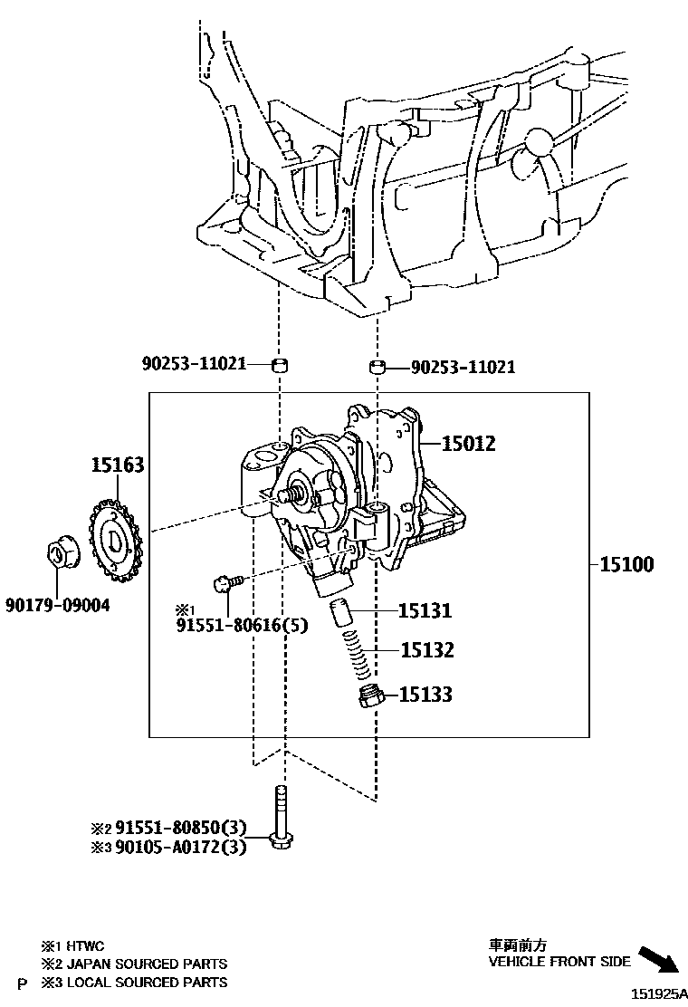 Toyota COROLLA Engine Oil Pump EPC diagram — 151925A