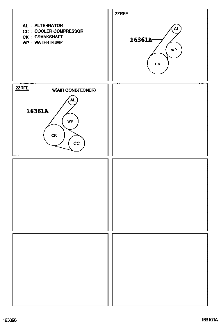 Toyota COROLLA V-Belt EPC diagram — 163101A