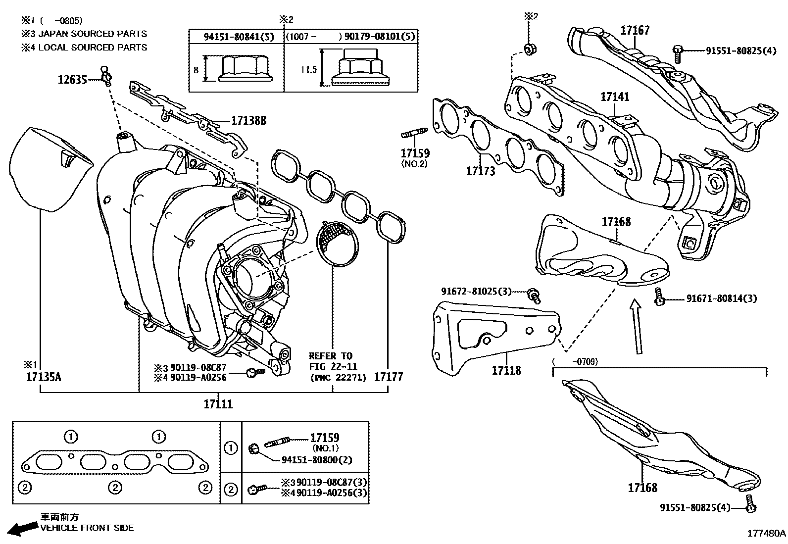 Toyota COROLLA Manifold EPC diagram — 177480A
