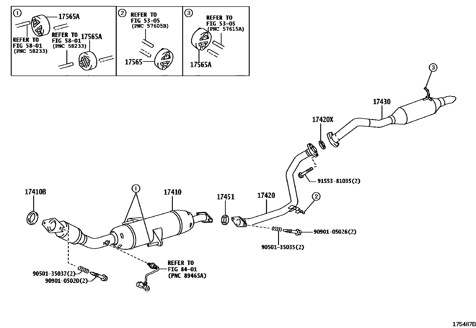 Toyota COROLLA Exhaust Pipe EPC diagram — 175487B