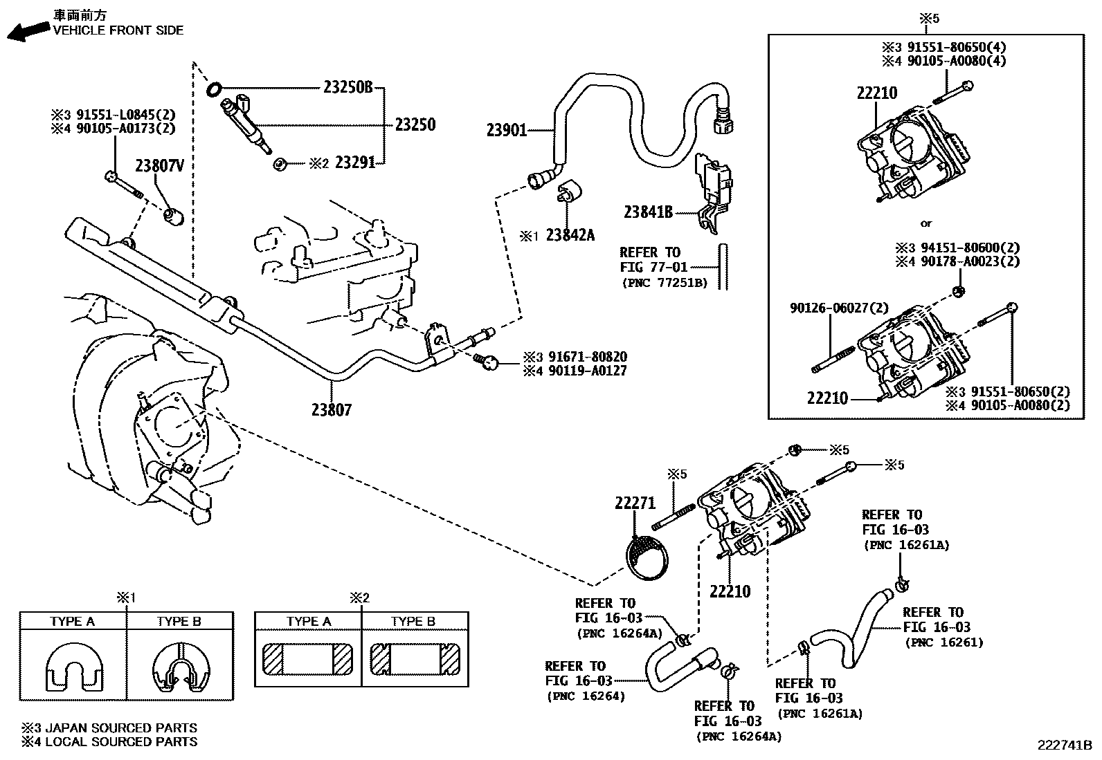Toyota COROLLA 燃油喷射系统 EPC diagram — 222741B