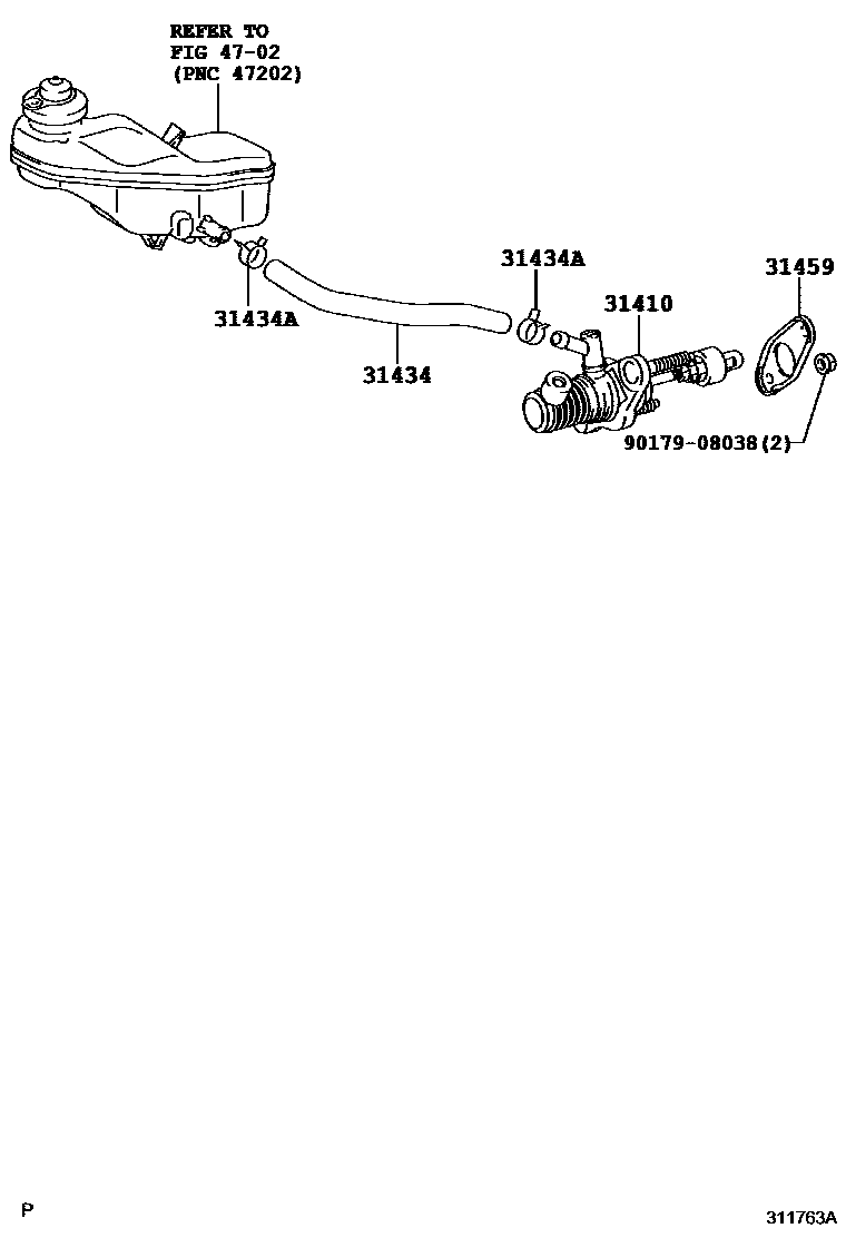 Toyota COROLLA 离合器总泵 EPC diagram — 311763A