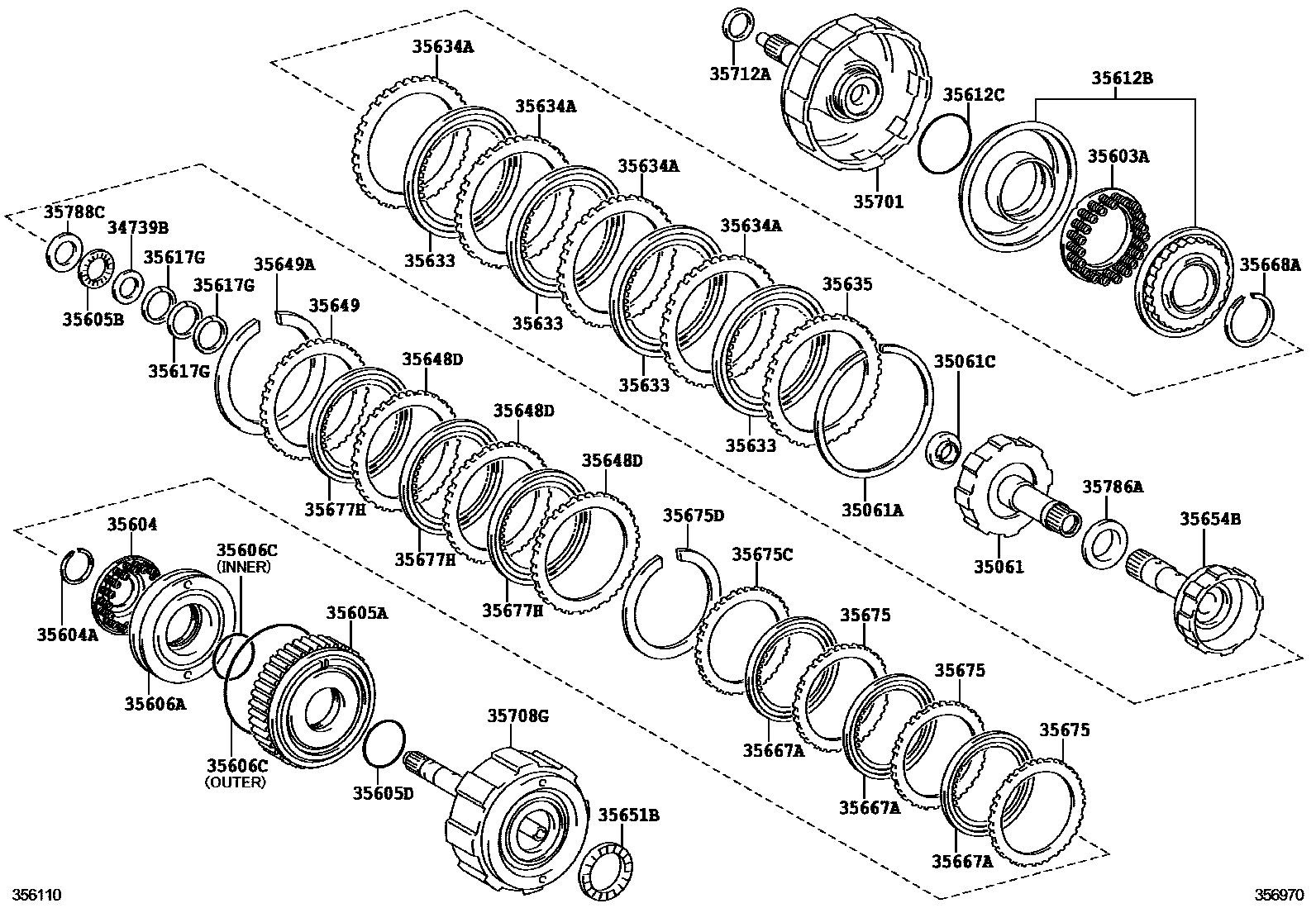 Toyota COROLLA 制动带和多片式离合器(ATM) EPC diagram — 356970