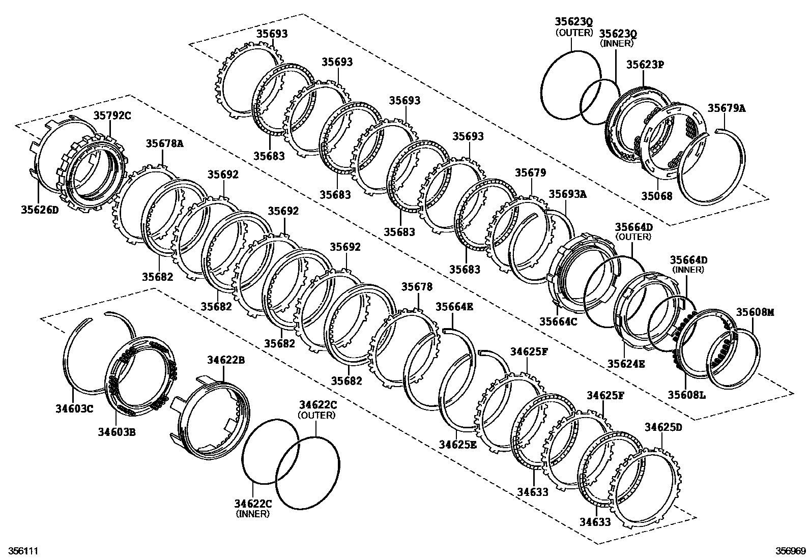 Toyota COROLLA 3号制动器、一档和倒档制动器(ATM) EPC diagram — 356969