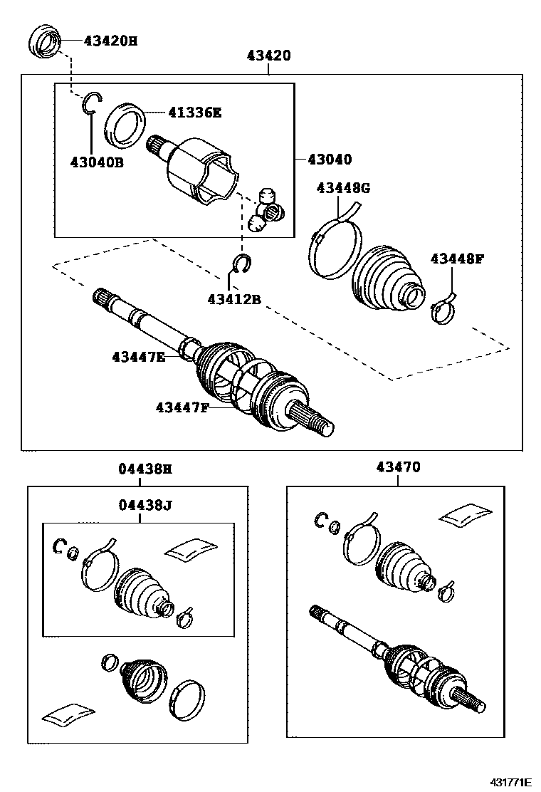 Toyota COROLLA Front Drive Shaft EPC diagram — 431771E