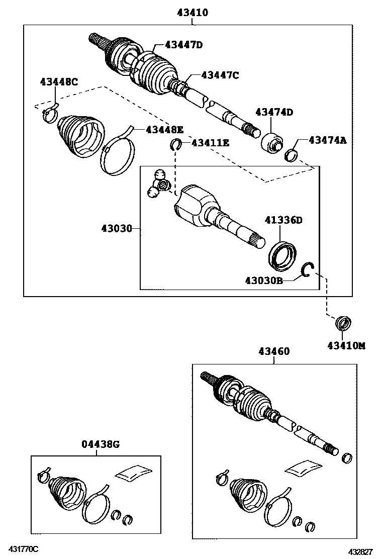 Toyota COROLLA Front Drive Shaft EPC diagram — 432827