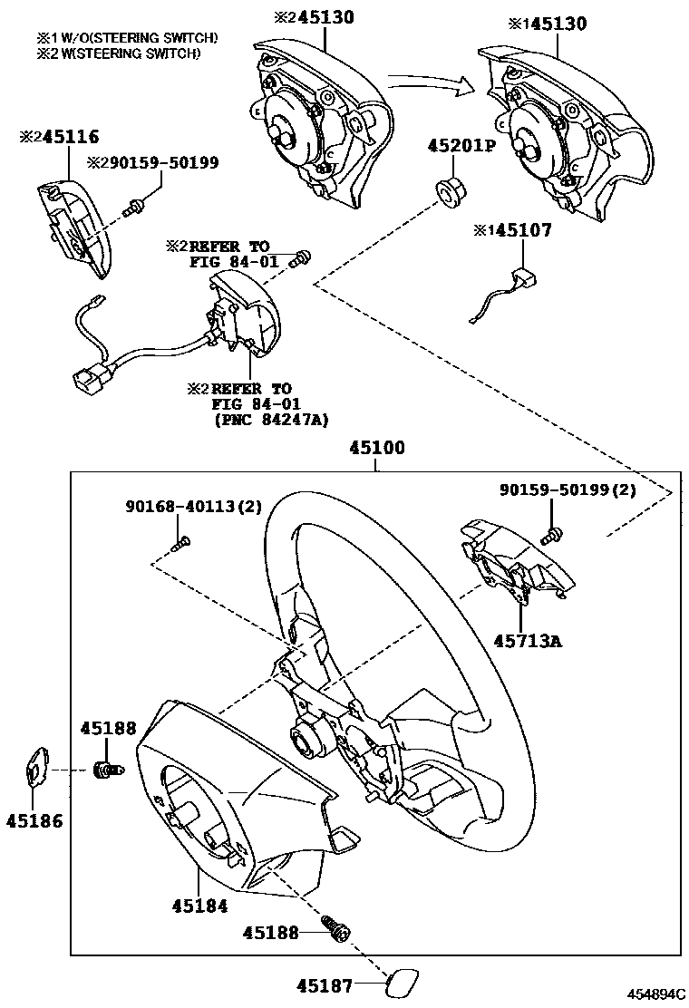 Toyota COROLLA Steering Wheel EPC diagram — 454894C